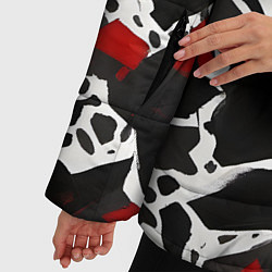 Куртка зимняя женская Кляксы чёрные и красные, цвет: 3D-светло-серый — фото 2