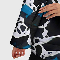 Куртка зимняя женская Кляксы чёрные и синие, цвет: 3D-черный — фото 2