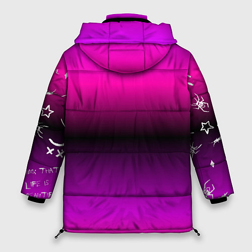 Женская зимняя куртка Тату Лил Пипа на фиолетовом / 3D-Светло-серый – фото 2