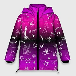 Куртка зимняя женская Тату Лил Пипа на фиолетовом, цвет: 3D-светло-серый