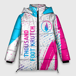 Куртка зимняя женская Thousand Foot Krutch neon gradient style вертикаль, цвет: 3D-черный