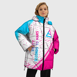 Куртка зимняя женская Thirty Seconds to Mars neon gradient style вертика, цвет: 3D-черный — фото 2