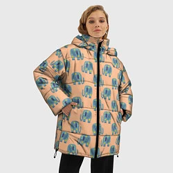 Куртка зимняя женская Слоники в звездах, цвет: 3D-светло-серый — фото 2