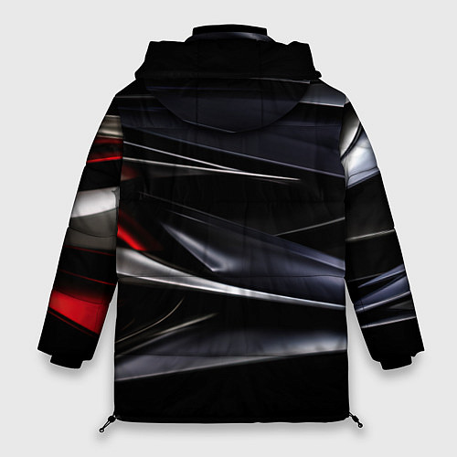 Женская зимняя куртка Black red abstract / 3D-Светло-серый – фото 2