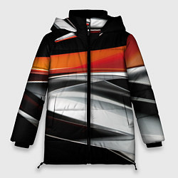 Куртка зимняя женская Оранжевая и металлическая абстракция, цвет: 3D-светло-серый