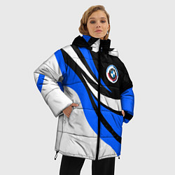 Куртка зимняя женская BMW - синяя абстракция, цвет: 3D-светло-серый — фото 2
