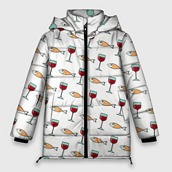 Куртка зимняя женская Фокус с с исчезновением рыбы и вина, цвет: 3D-светло-серый