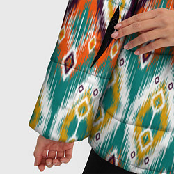 Куртка зимняя женская Орнамент икат - имитация аткласной ткани, цвет: 3D-черный — фото 2
