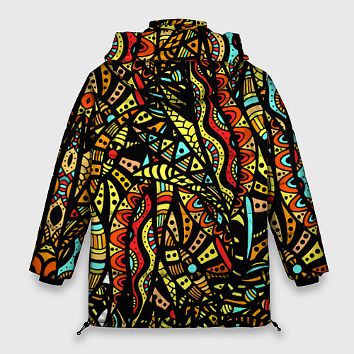 Женская зимняя куртка Африканская живопись / 3D-Светло-серый – фото 2