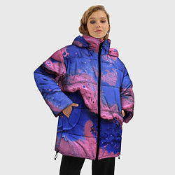 Куртка зимняя женская Розовая пена на синей краске, цвет: 3D-черный — фото 2
