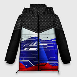 Куртка зимняя женская Стёганные ромбы: русский хакер, цвет: 3D-красный