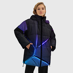 Куртка зимняя женская Пурпурный разлом - абстракция, цвет: 3D-светло-серый — фото 2