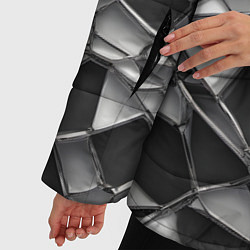 Куртка зимняя женская Чёрно-белая сетка, цвет: 3D-светло-серый — фото 2
