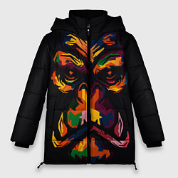Куртка зимняя женская Морда гориллы поп-арт, цвет: 3D-светло-серый