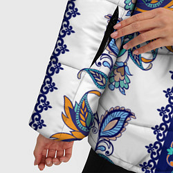 Куртка зимняя женская Цветочный этнический орнамент, цвет: 3D-светло-серый — фото 2
