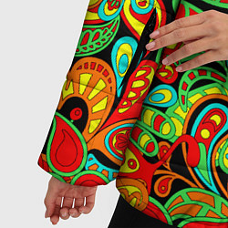 Куртка зимняя женская Индийский этнический орнамент пейсли, цвет: 3D-черный — фото 2