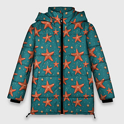 Куртка зимняя женская Морские звезды тоже хотят на ёлку, цвет: 3D-черный
