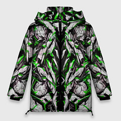 Куртка зимняя женская Зелёная кибернетическая броня, цвет: 3D-светло-серый