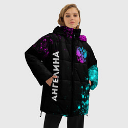 Куртка зимняя женская Ангелина и неоновый герб России вертикально, цвет: 3D-черный — фото 2