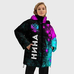 Куртка зимняя женская Нина и неоновый герб России по-вертикали, цвет: 3D-черный — фото 2