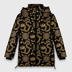 Куртка зимняя женская Символ года в паттерне, цвет: 3D-черный