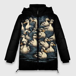 Куртка зимняя женская Утки в пруду, цвет: 3D-черный