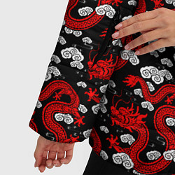 Куртка зимняя женская Красный дракон на черном фоне, цвет: 3D-черный — фото 2