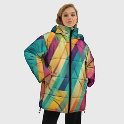 Куртка зимняя женская Цветные диагональные полосы, цвет: 3D-светло-серый — фото 2