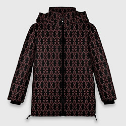Куртка зимняя женская Узоры бордо паттерн, цвет: 3D-черный