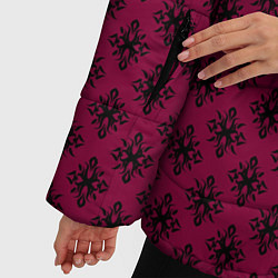 Куртка зимняя женская Паттерн узоры тёмно-розовый, цвет: 3D-черный — фото 2