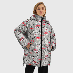 Куртка зимняя женская Серые коты, цвет: 3D-красный — фото 2
