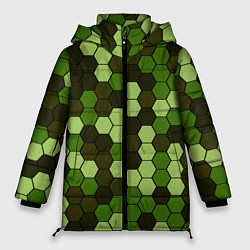 Куртка зимняя женская Камуфляж гексагон лесной, цвет: 3D-черный