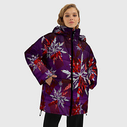 Куртка зимняя женская Зимние снежинки узоры, цвет: 3D-черный — фото 2