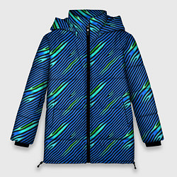 Куртка зимняя женская Синие и чёрные линии, цвет: 3D-светло-серый