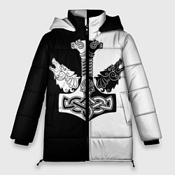Куртка зимняя женская Волки и молот Тора, цвет: 3D-черный