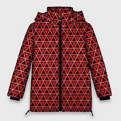 Куртка зимняя женская Красные и чёрные треугольники, цвет: 3D-светло-серый