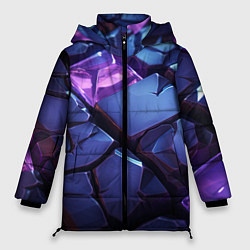 Куртка зимняя женская Фиолетовые неоновые плиты, цвет: 3D-светло-серый