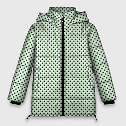 Куртка зимняя женская Светло-салатовый паттерн маленькие звёздочки, цвет: 3D-черный