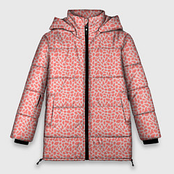 Куртка зимняя женская Оранжево-розовый светлый пятнистый паттерн, цвет: 3D-красный