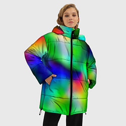 Куртка зимняя женская Психоделический неоновый градиент, цвет: 3D-красный — фото 2