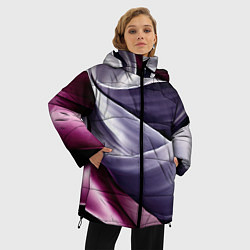 Куртка зимняя женская Абстрактные волнистые полосы, цвет: 3D-черный — фото 2