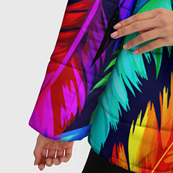 Куртка зимняя женская Яркие перья птицы колибри, цвет: 3D-красный — фото 2