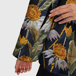 Куртка зимняя женская Вышитые ромашки, цвет: 3D-светло-серый — фото 2