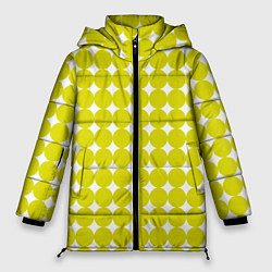 Куртка зимняя женская Ретро темно желтые круги, цвет: 3D-черный