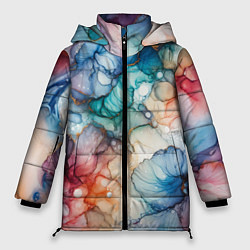 Куртка зимняя женская Нарисованная спиртовыми чернилами иллюстрация, цвет: 3D-светло-серый