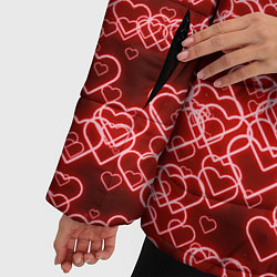 Куртка зимняя женская Неоновые сердечки красные, цвет: 3D-светло-серый — фото 2