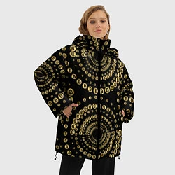 Куртка зимняя женская Золотой Биткоин на черном, цвет: 3D-светло-серый — фото 2