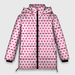 Куртка зимняя женская Мелкие сердечки паттерн, цвет: 3D-черный