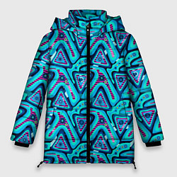 Куртка зимняя женская Цветные графические многоугольники, цвет: 3D-черный