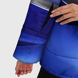 Куртка зимняя женская Серебряная вставка на синей абстракции, цвет: 3D-светло-серый — фото 2
